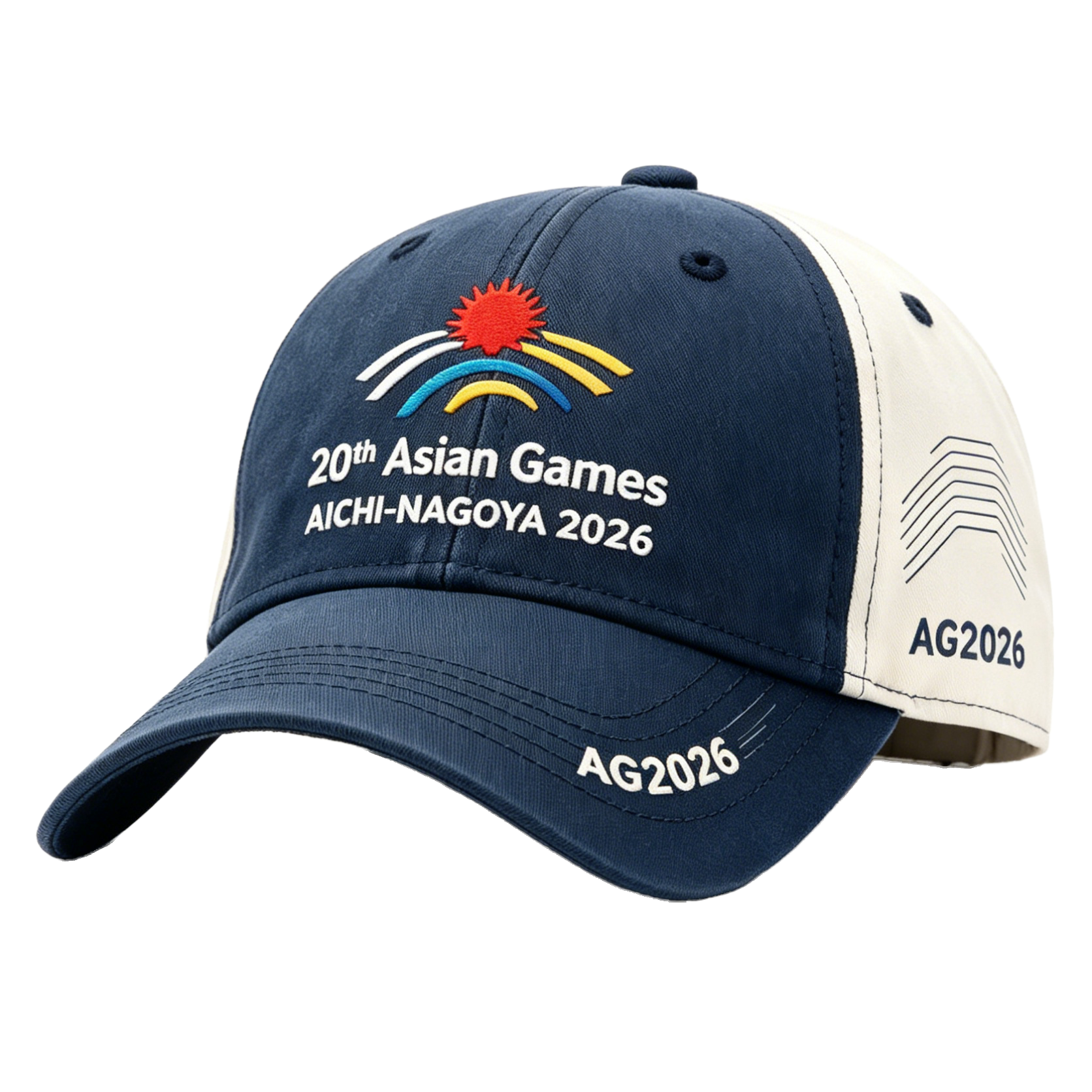 20th Asian Games Aichi-Nagoya 2026 Embroidered Gray Adjustable Cotton Denim Baseball Cap