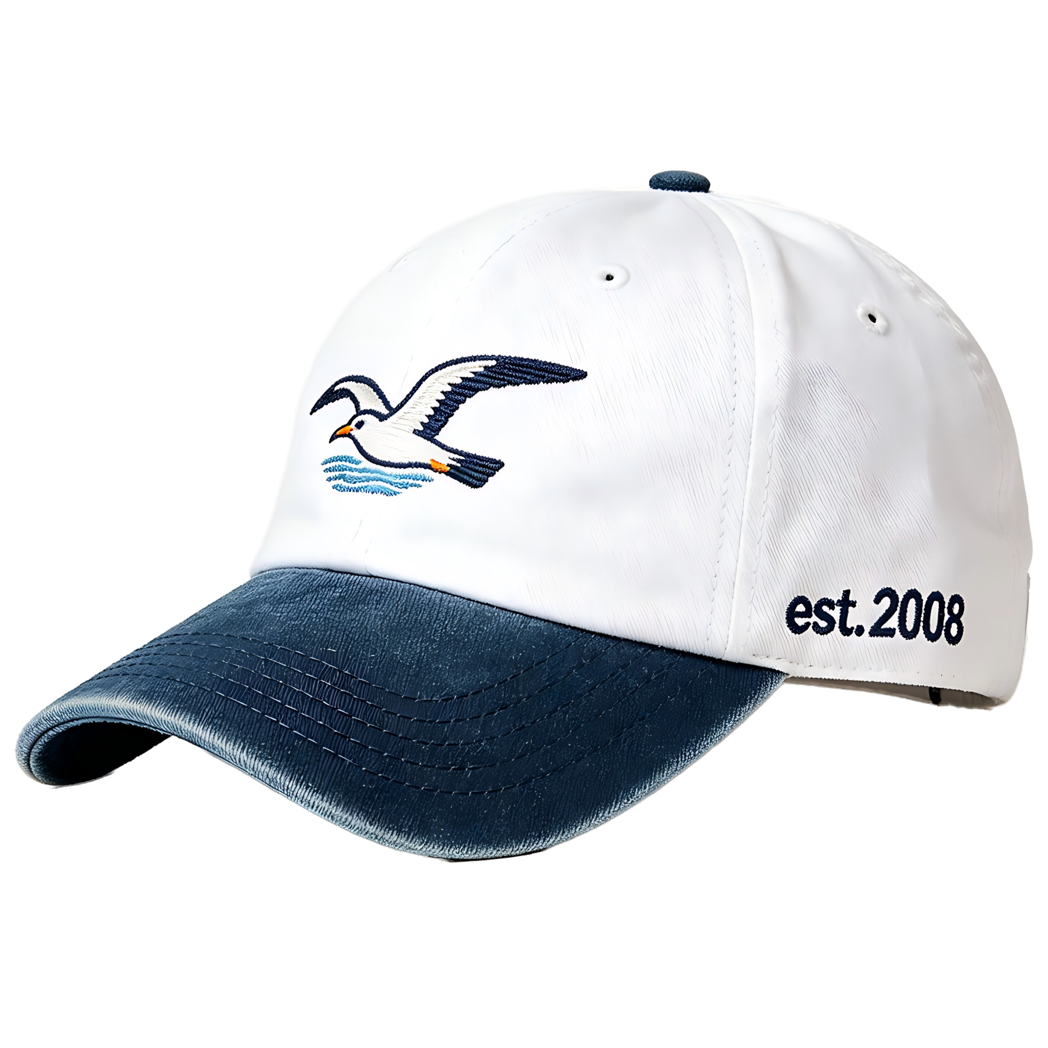 Vintage Washed Embroidery Baseball Cap  Casual Distressed Navy Brim Dad Hat Outdoor Sun Protection Adjustable Cotton Sports Cap