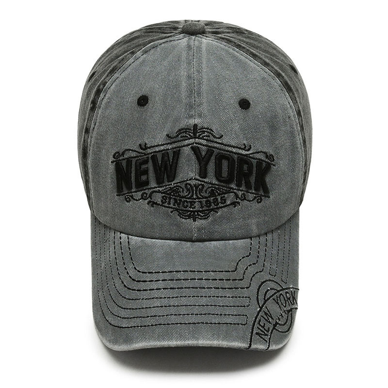 Retro Distressed Vintage 6-Panel Baseball Cap Curved Brim Unisex Adjustable Water-washed Outdoor Sports Sun Hat