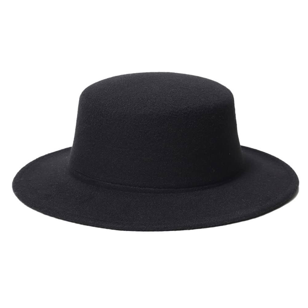Custom Design Black Classic Fedora Hat Flat Top Wide Brim Jazz Hats Church Derby Cap for Men and Women Hats Sun protection