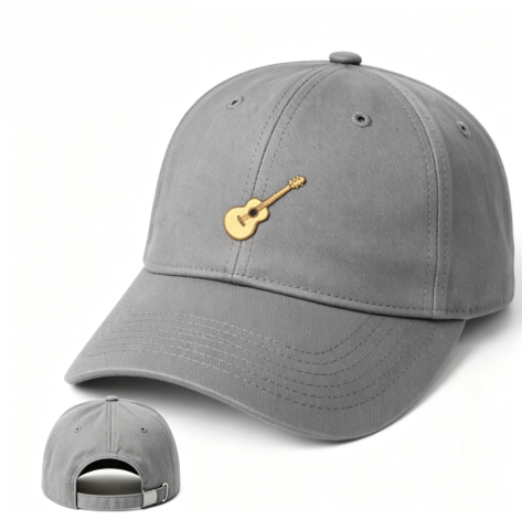 Embroidered Guitar Dad Cap, Washed Cotton Twill Unstructured Baseball Cap, Curved Brim Adjustable Hat for Men Women