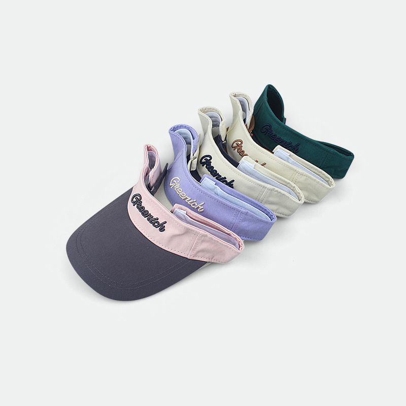 Contrasting Color Hollow Cotton Custom Logo Unisex Summer Sports Sun Protection Visor Caps