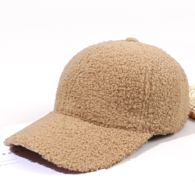 Custom Winter Baseball Hat Fashionable Warm Cashmere and Lamb Wool Cap with Logo Design Printed Solid Color Fabric
