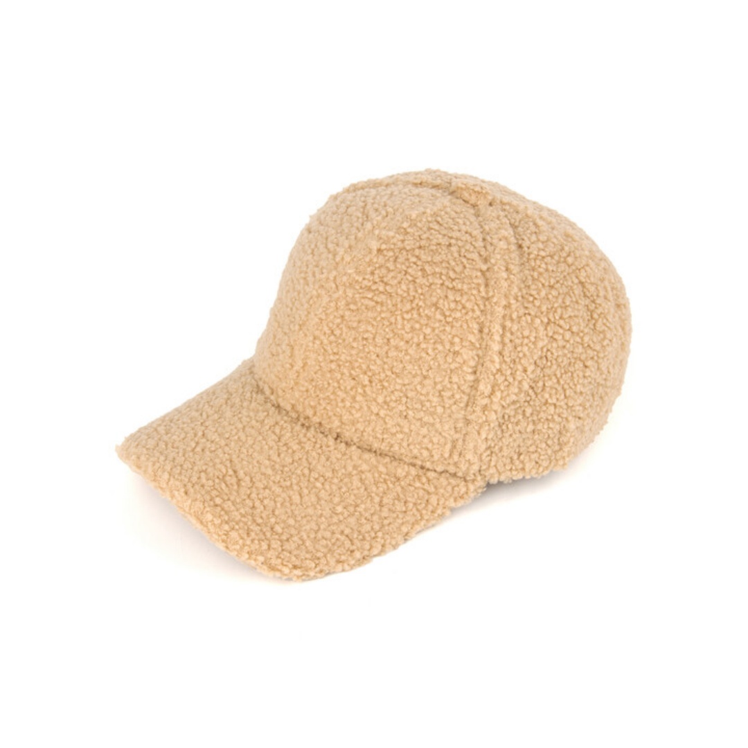 Teddy Velvet Flannel Baseball Cap Waterproof Breathable Curved Brim Sporty Fruit Embossed Print Warm Metal Buckle Letter Pattern