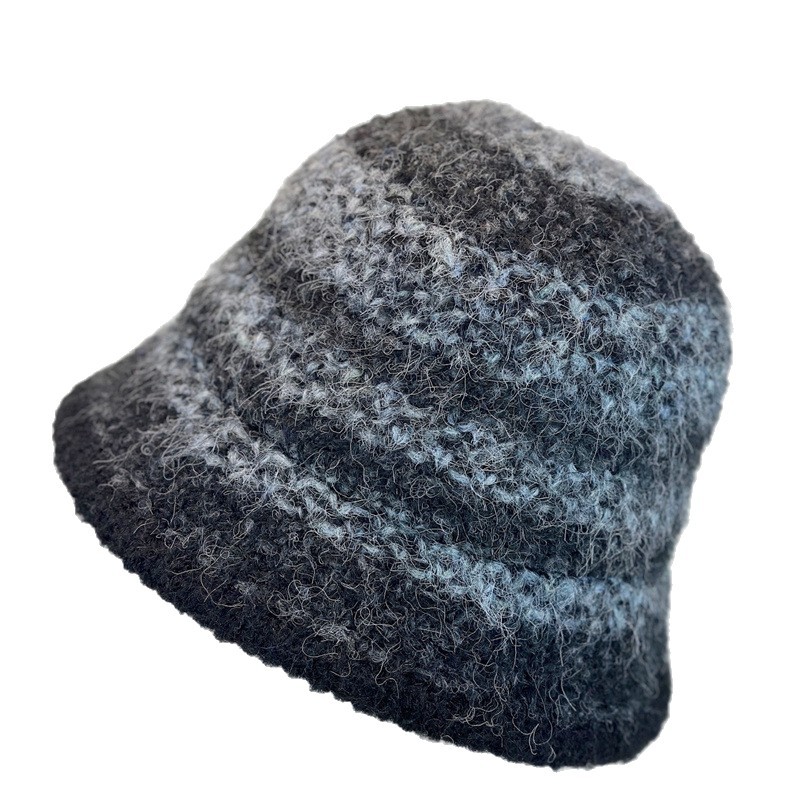 New Style Color-matching Striped Knitted Fisherman Hat for Autumn and Winter Warm and Protective for Ears Bucket Hat
