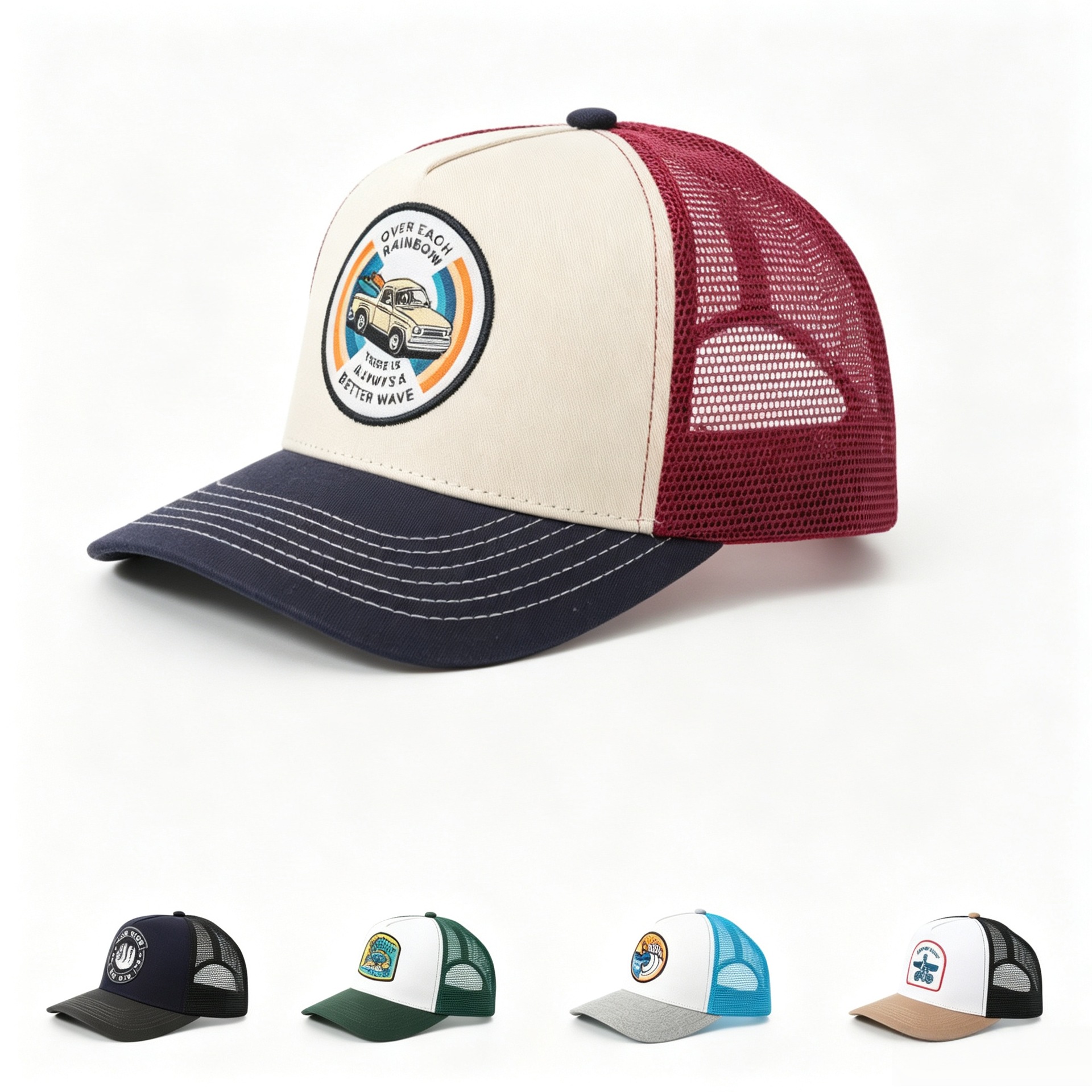 New Cotton Five-layer Mesh Cap with Embroidered Custom logo for Truck Drivers - Casual and Sporty Style