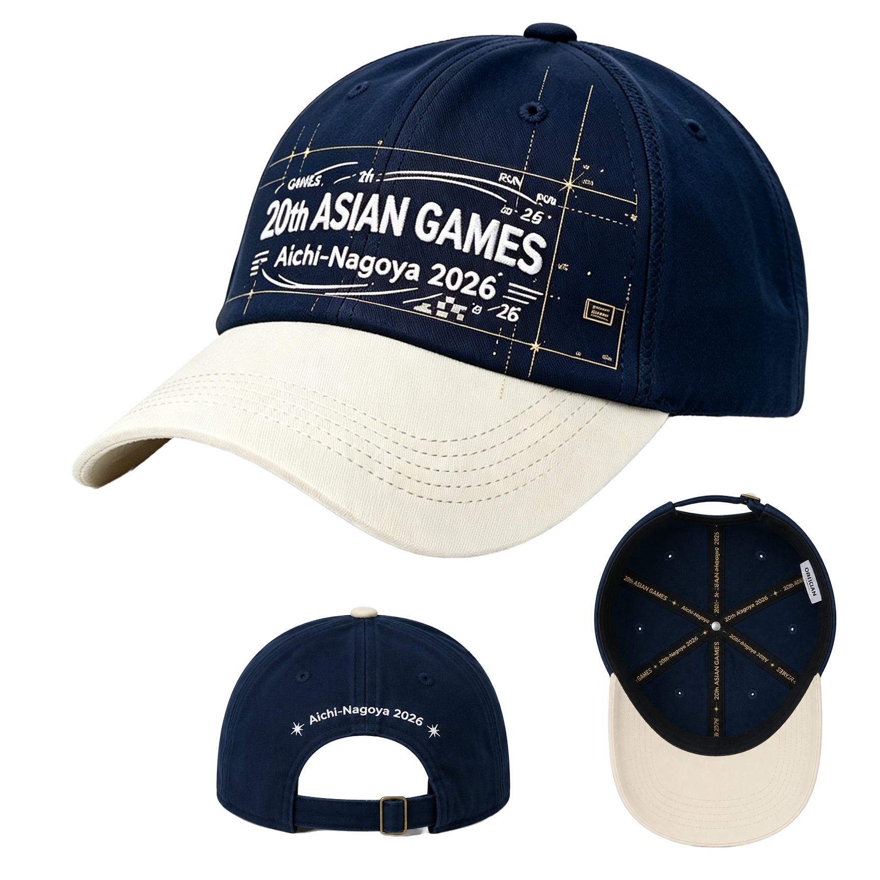 2026 Aichi-Nagoya Asian Games Unisex Grey Denim Cap | Adjustable 3D Embroidered Baseball Hat
