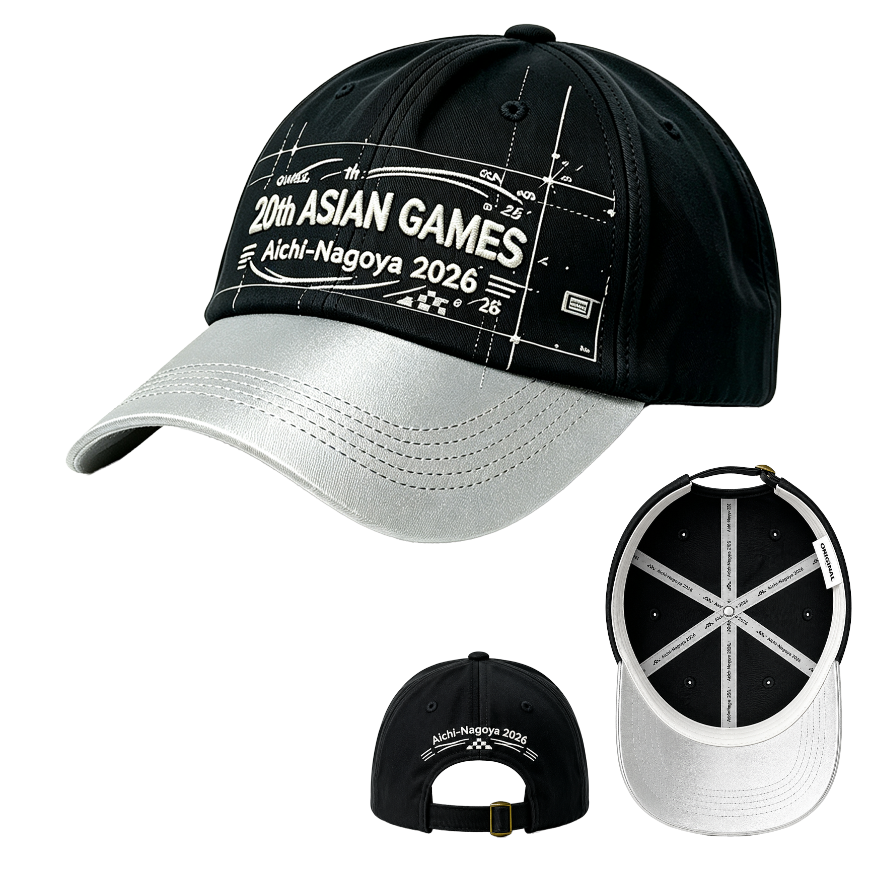 2026 Aichi-Nagoya Asian Games Unisex Grey Denim Baseball Cap | Adjustable 3D Raised Official Embroidered Logo