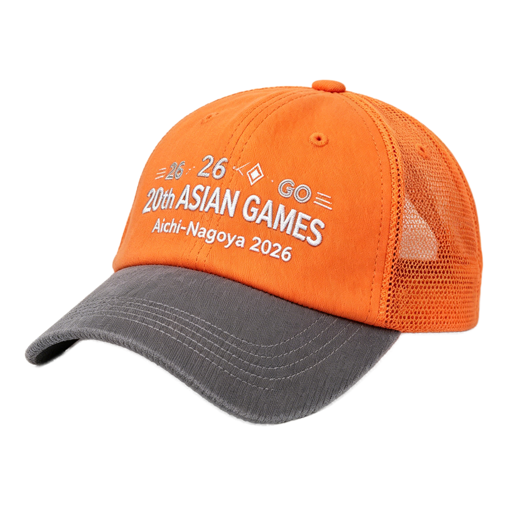 2026 Aichi-Nagoya Asian Games Unisex Grey Denim Cap | Adjustable 3D Embroidered Baseball Hat
