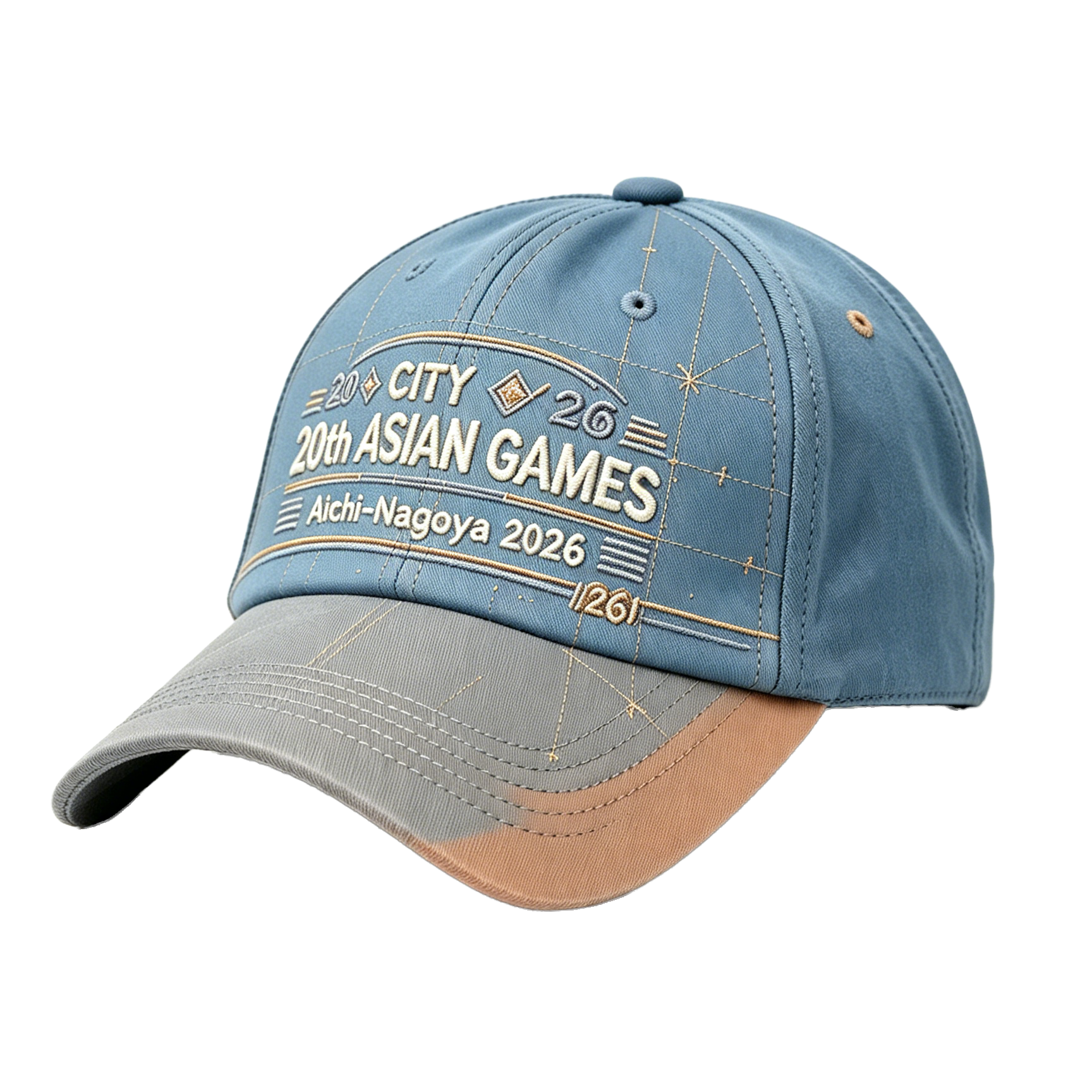 2026 Aichi-Nagoya Asian Games Unisex Grey Denim Cap | Adjustable 3D Embroidered Baseball Hat