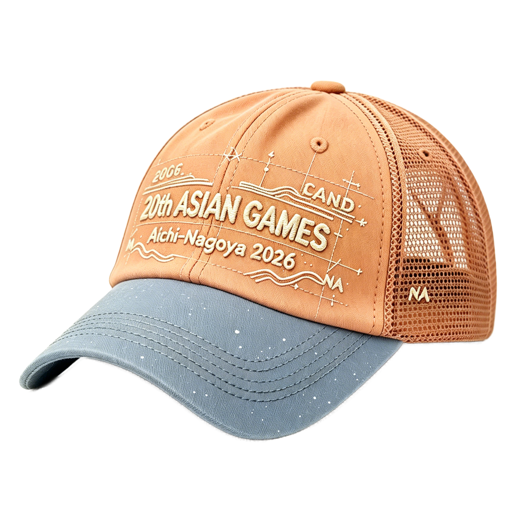 2026 Aichi-Nagoya Asian Games Unisex Grey Denim Cap | Adjustable 3D Raised Embroidered Baseball Hat