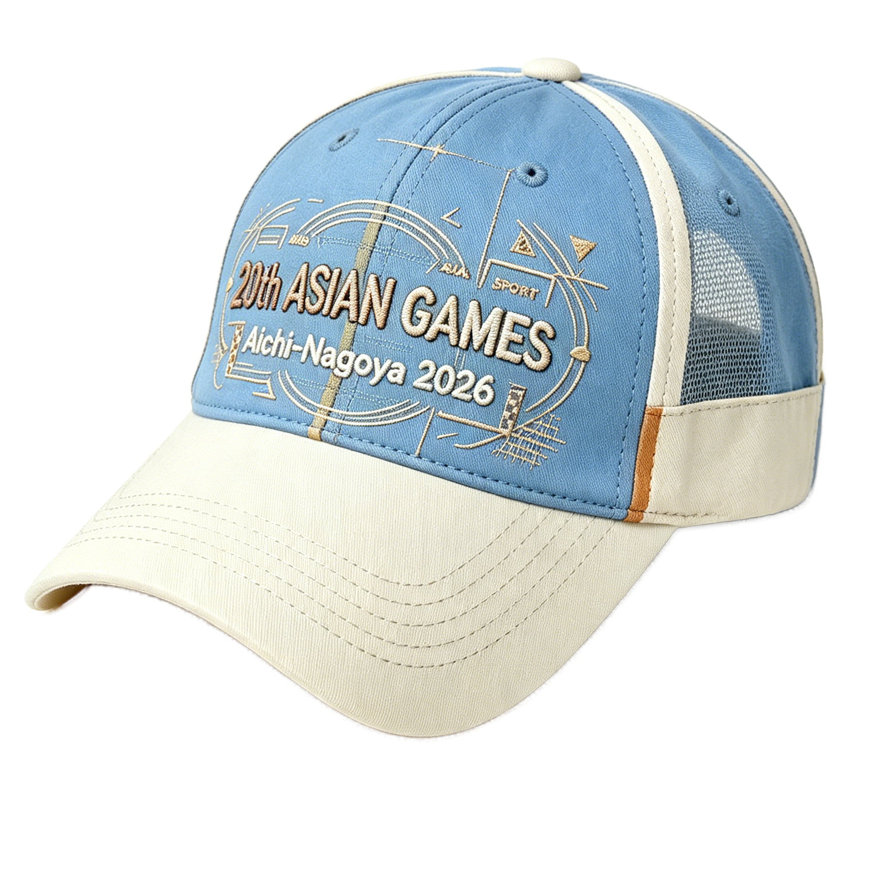 2026 Aichi-Nagoya Asian Games Unisex Grey Denim Cap | Adjustable 3D Raised Embroidered Baseball Hat