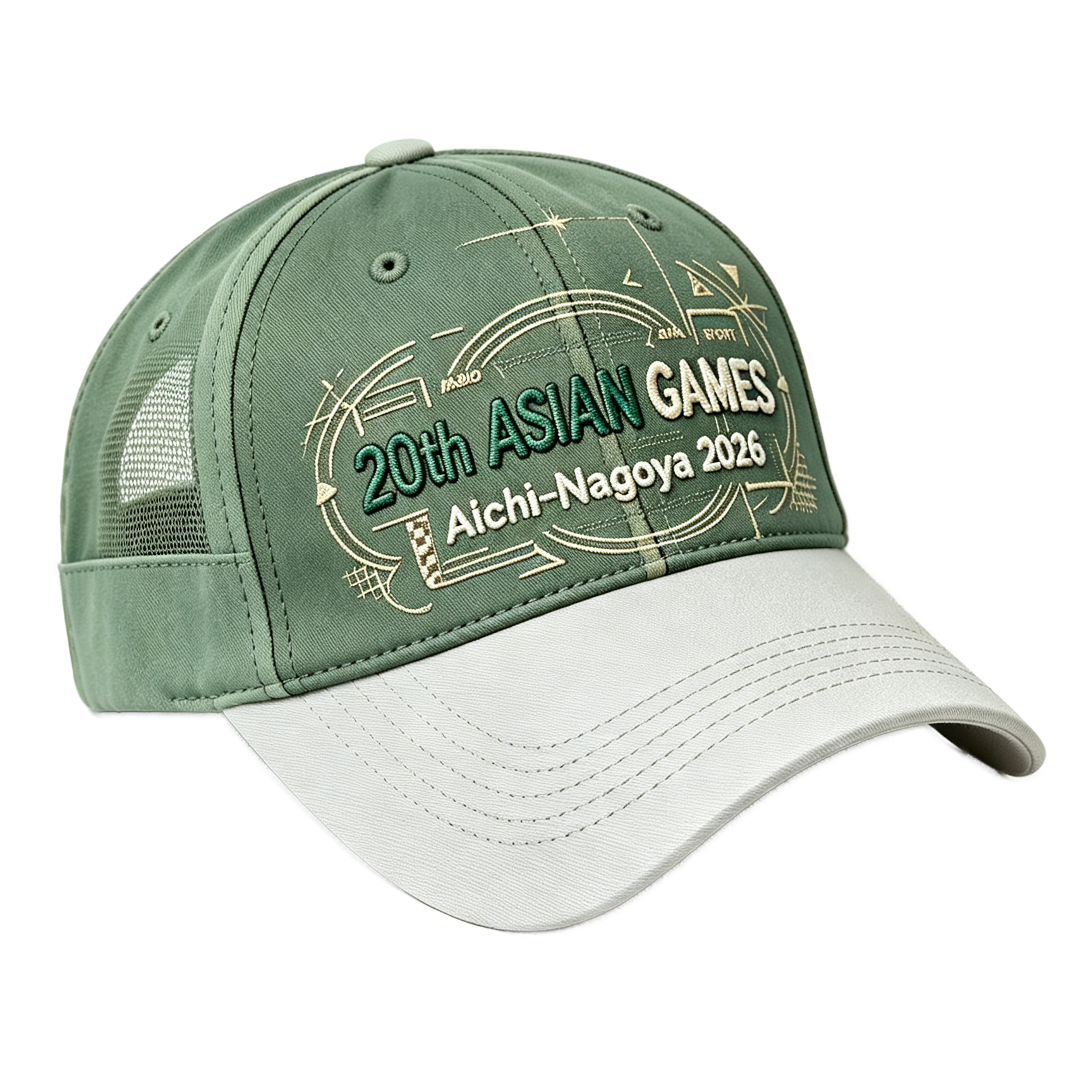 2026 Aichi-Nagoya Asian Games Unisex Grey Denim Cap | Adjustable 3D Raised Embroidered Baseball Hat