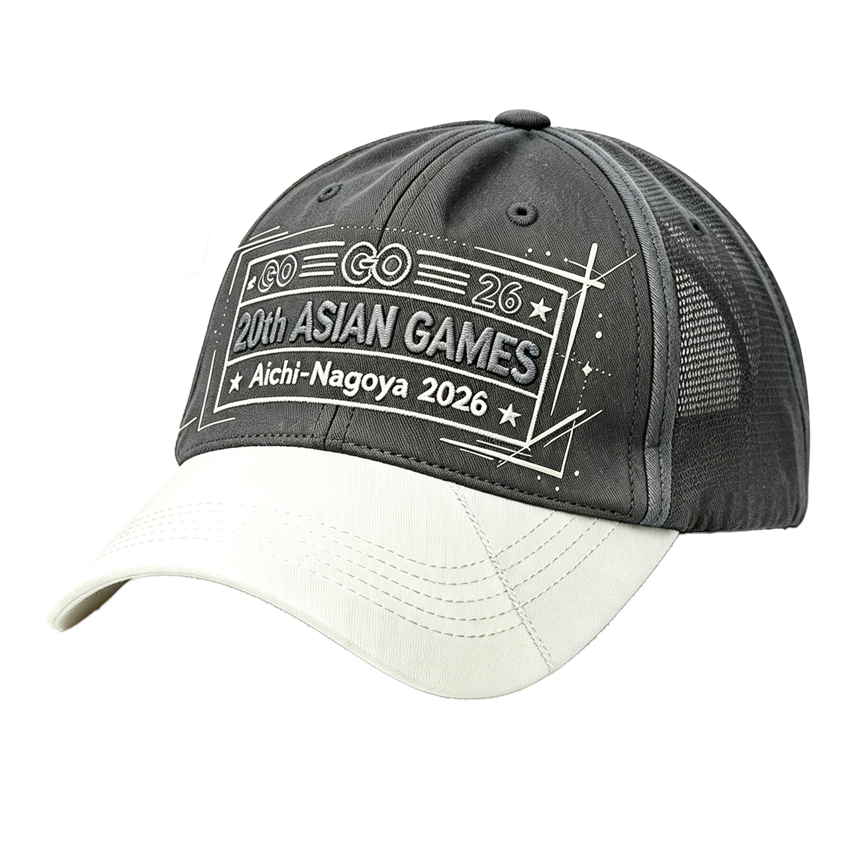 2026 Aichi-Nagoya Asian Games Unisex Grey Denim Cap | Adjustable 3D Raised Embroidered Baseball Hat