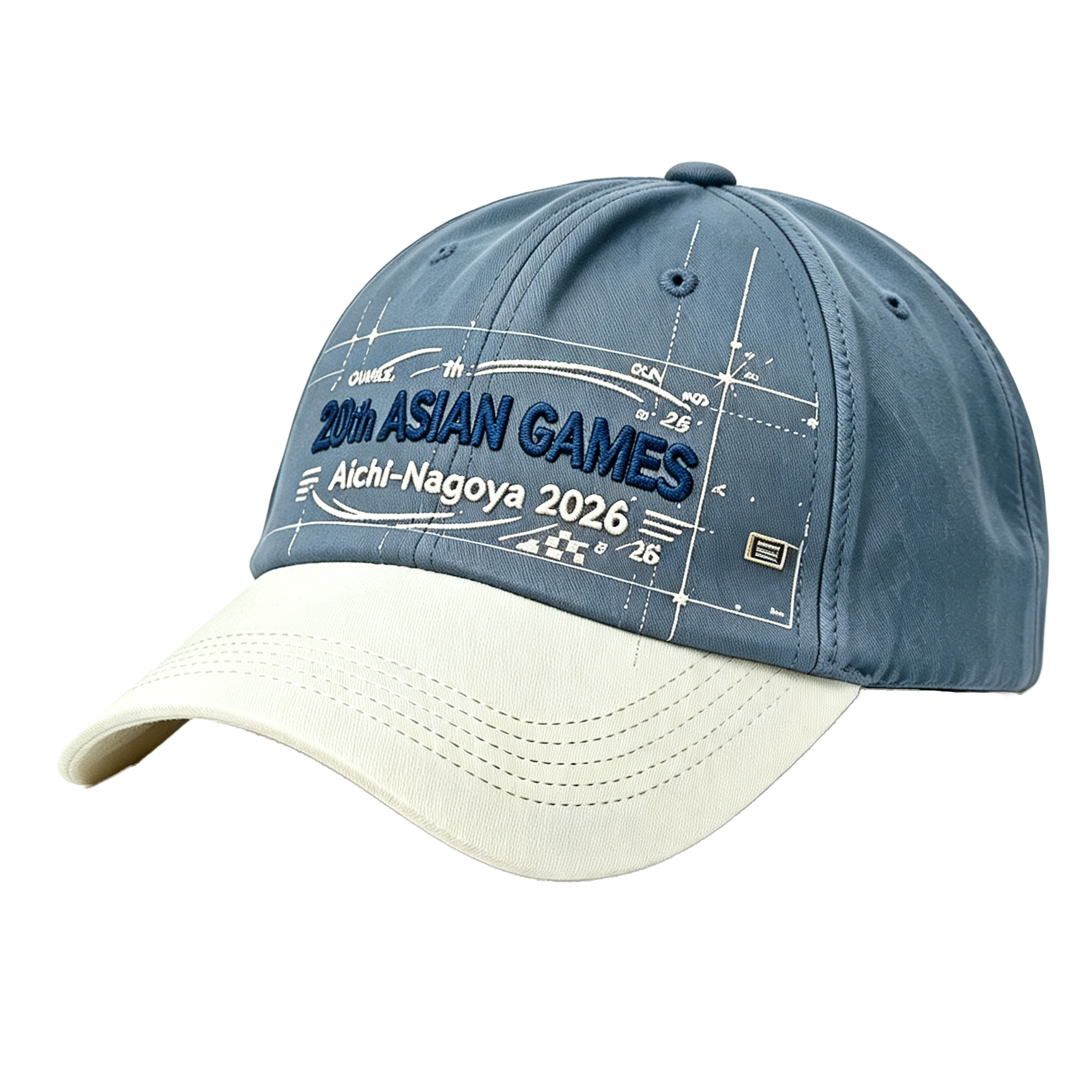 2026 Aichi-Nagoya Asian Games Unisex Grey Denim Cap | Adjustable 3D Raised Embroidered Baseball Hat