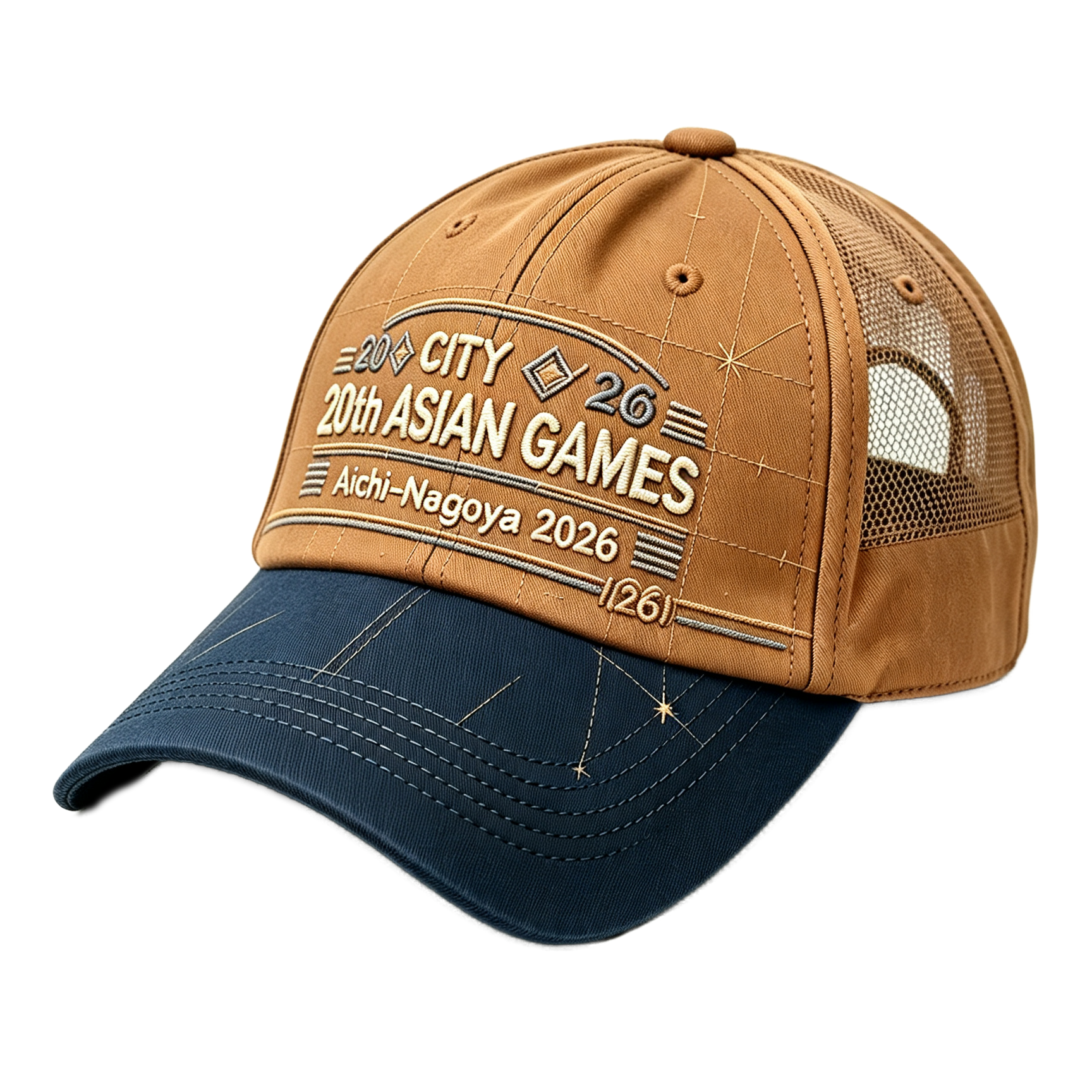 2026 Aichi-Nagoya Asian Games Unisex Grey Denim Cap | Adjustable 3D Raised Embroidered Baseball Hat