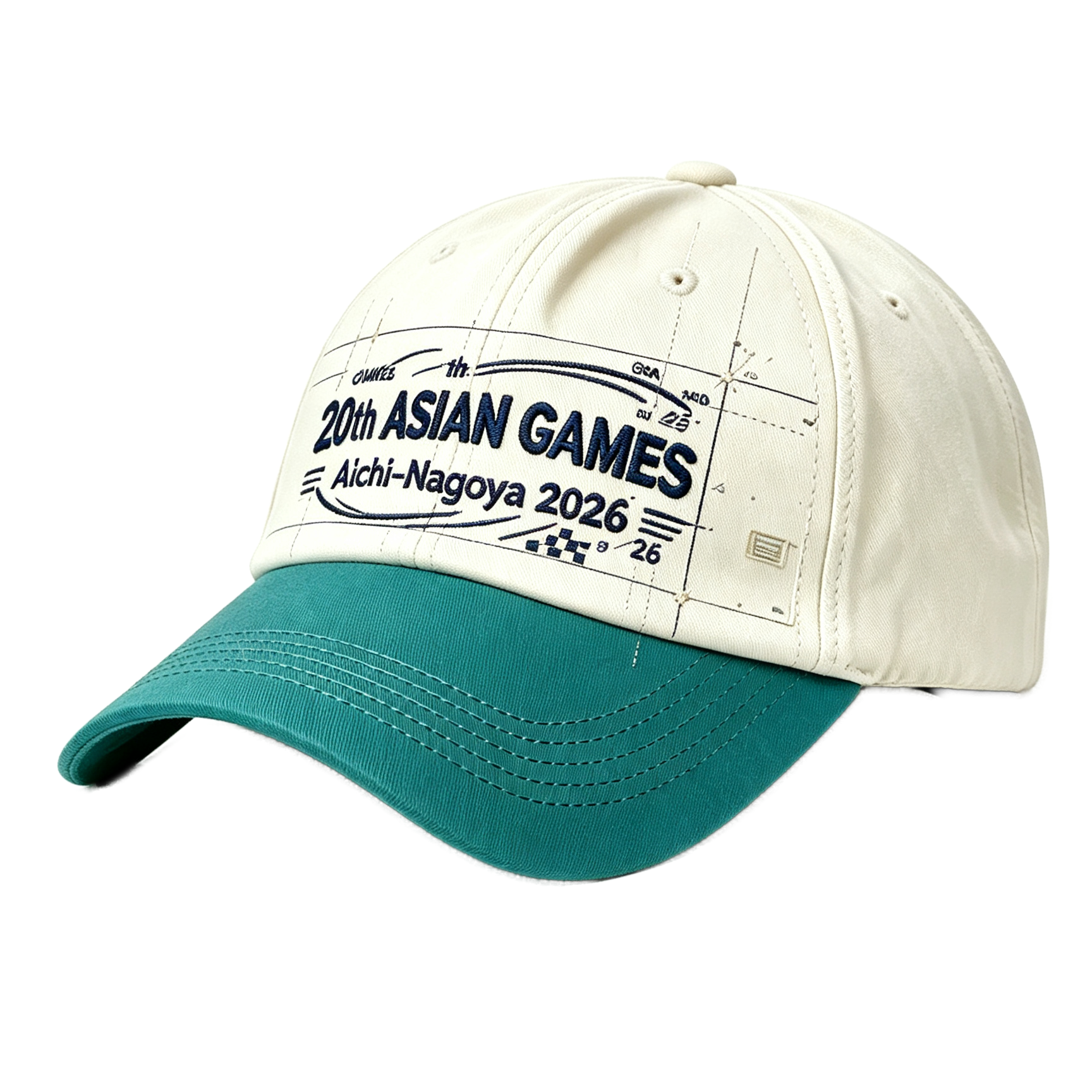 2026 Aichi-Nagoya Asian Games Unisex Grey Denim Cap | Adjustable 3D Raised Embroidered Baseball Hat