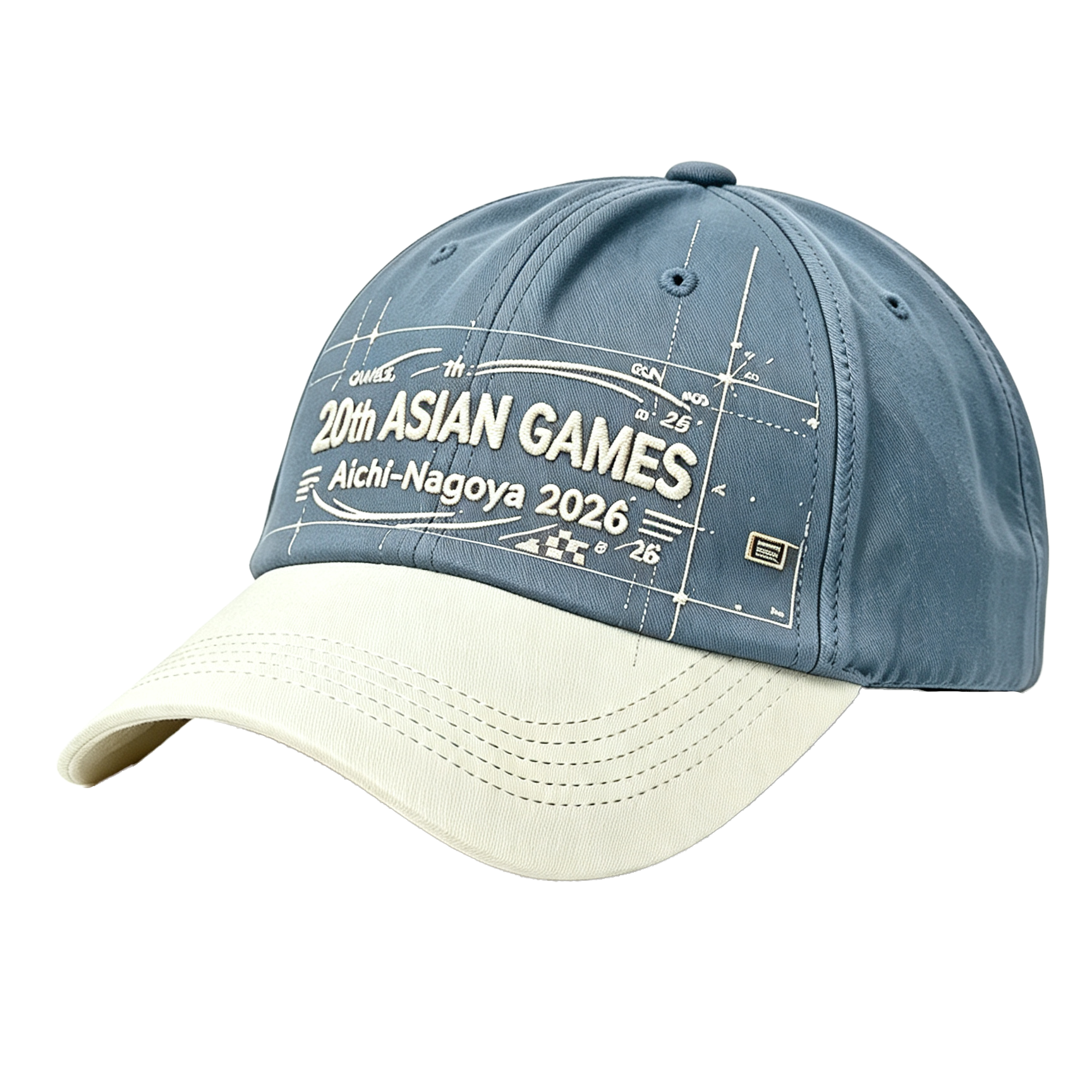 2026 Aichi-Nagoya Asian Games Unisex Grey Denim Cap | Adjustable 3D Raised Embroidered Baseball Hat