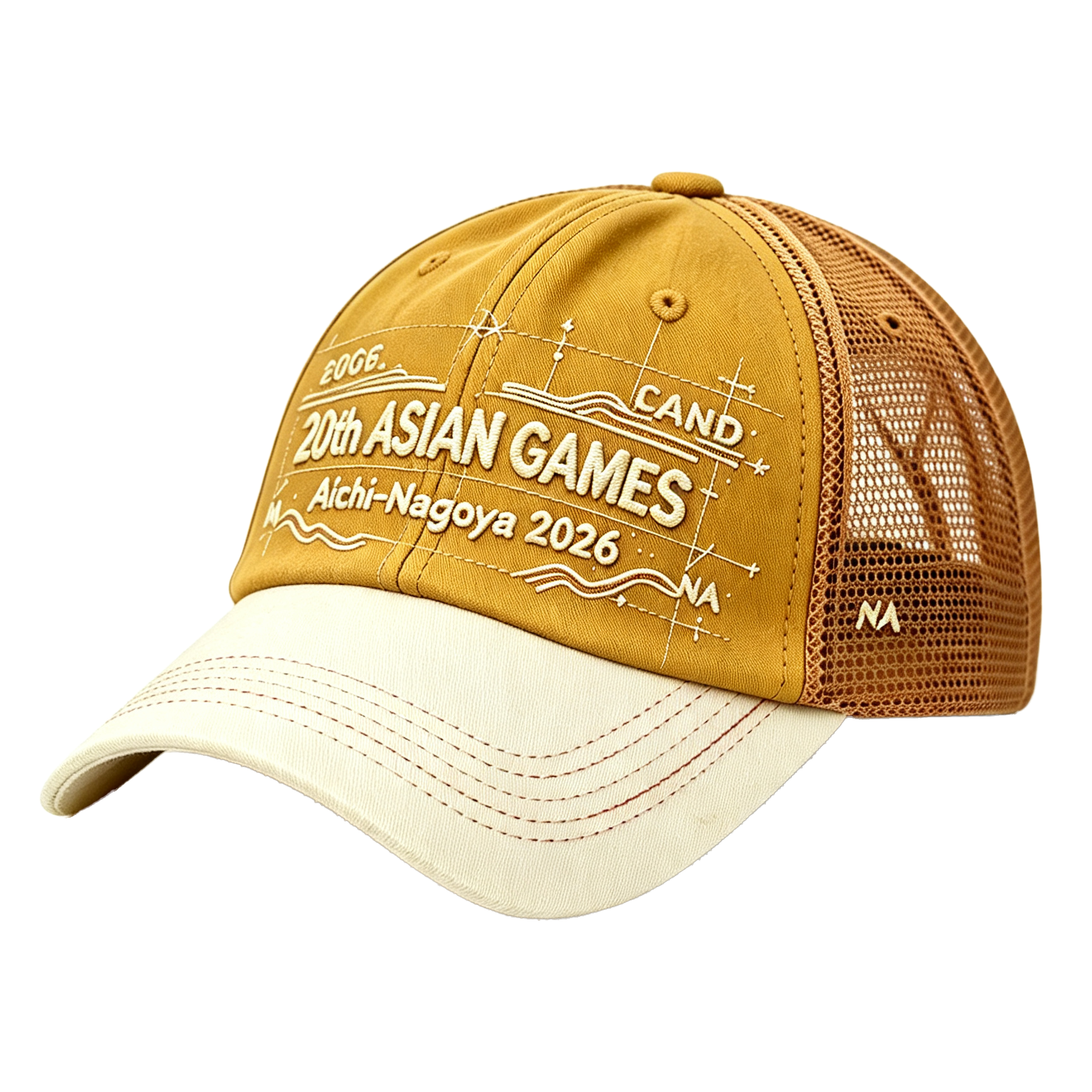 2026 Aichi-Nagoya Asian Games Unisex Grey Denim Baseball Cap | Adjustable 3D Raised Embroidered Design