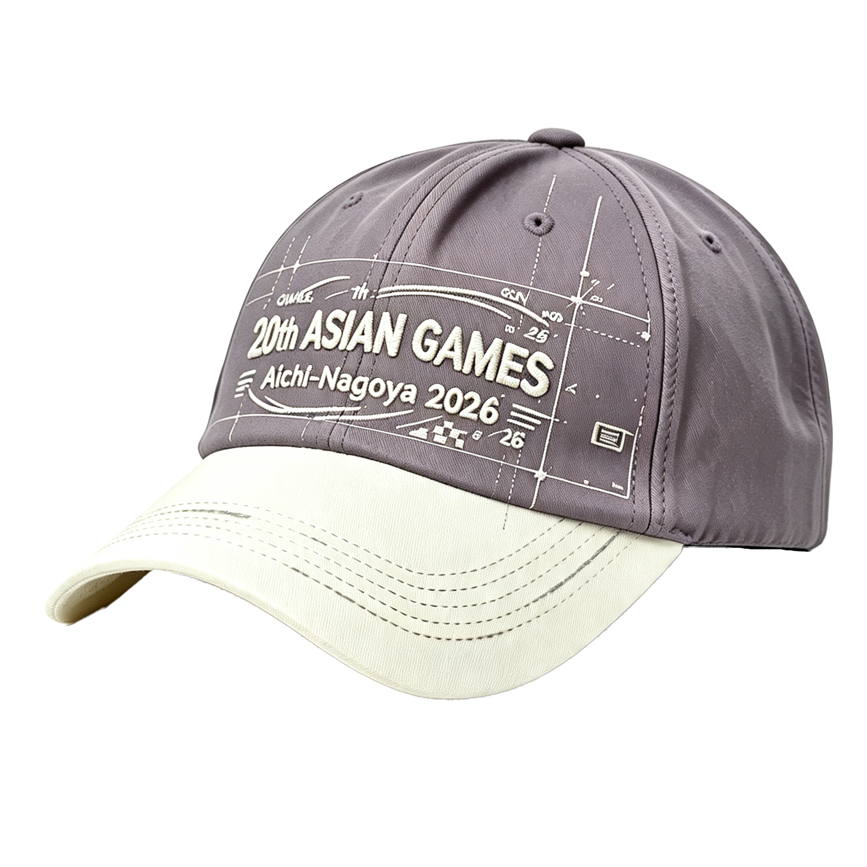 2026 Aichi-Nagoya Asian Games Unisex Grey Denim Baseball Cap | Adjustable 3D Raised Embroidered Design