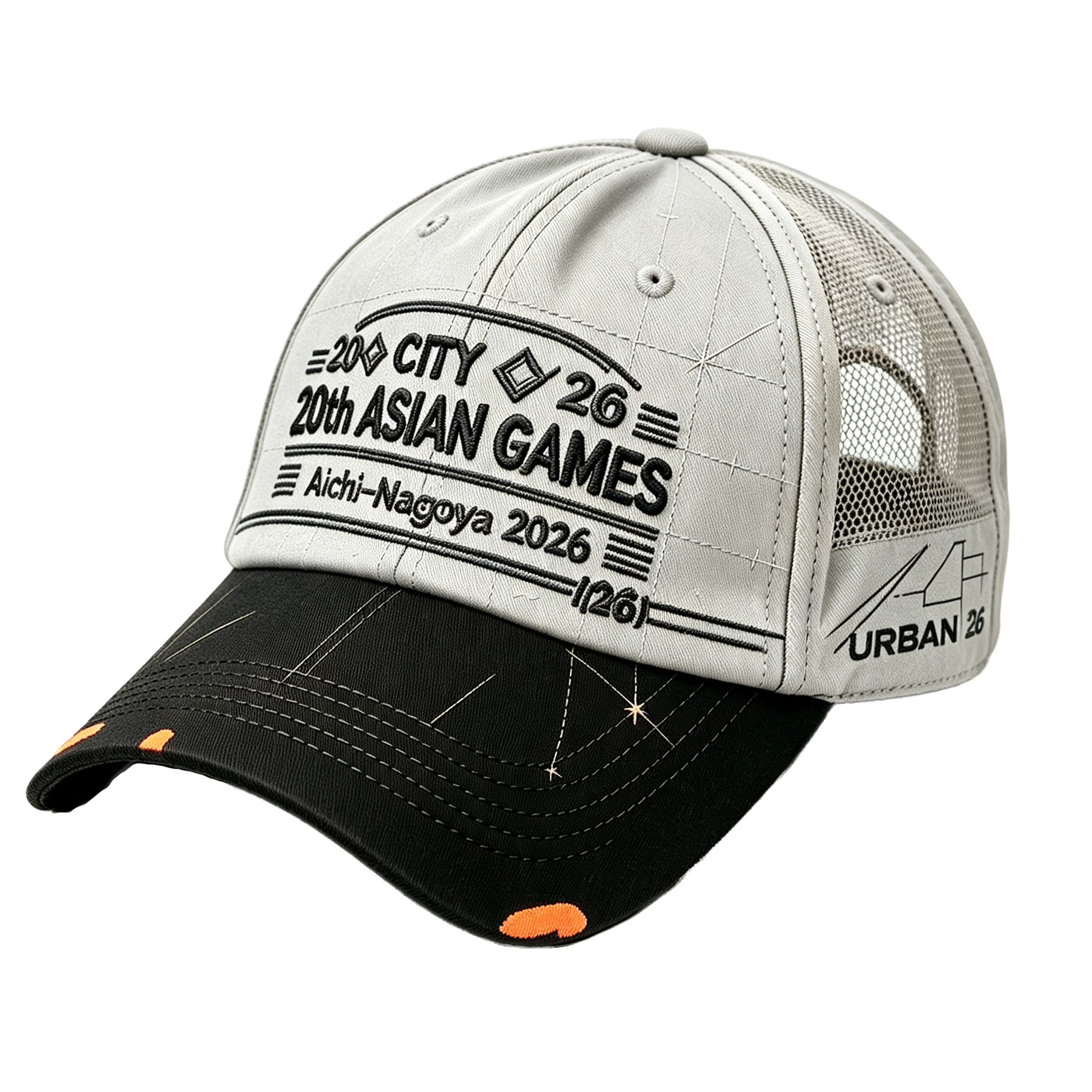 2026 Aichi-Nagoya Asian Games Unisex Grey Denim Baseball Cap | Adjustable 3D Raised Embroidered Design