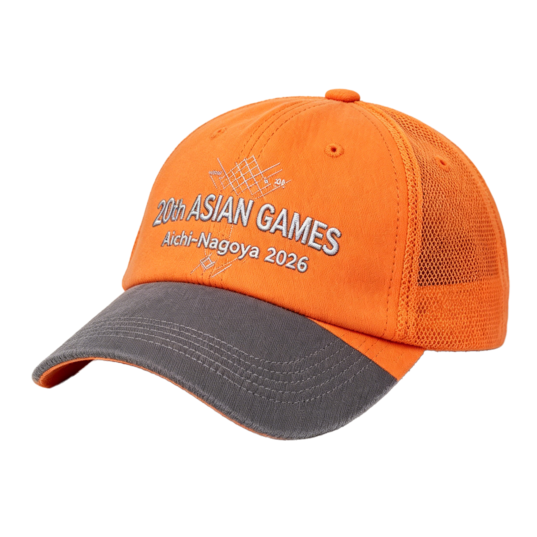 2026 Aichi-Nagoya Asian Games Unisex Grey Denim Cap | Adjustable 3D Embroidered Baseball Hat