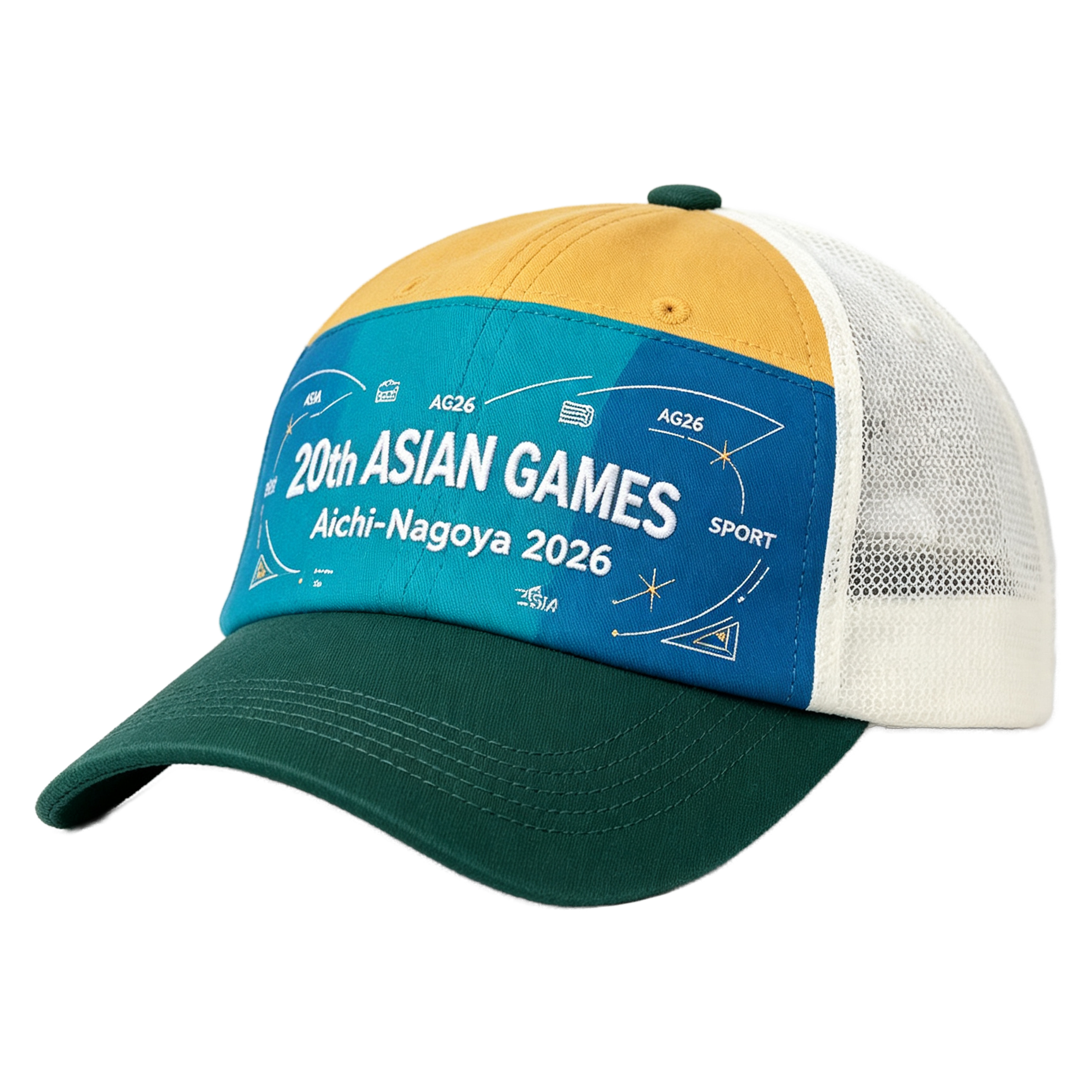 2026 Aichi-Nagoya Asian Games Unisex Grey Denim Baseball Cap | Adjustable Official 3D Raised Embroidered Logo