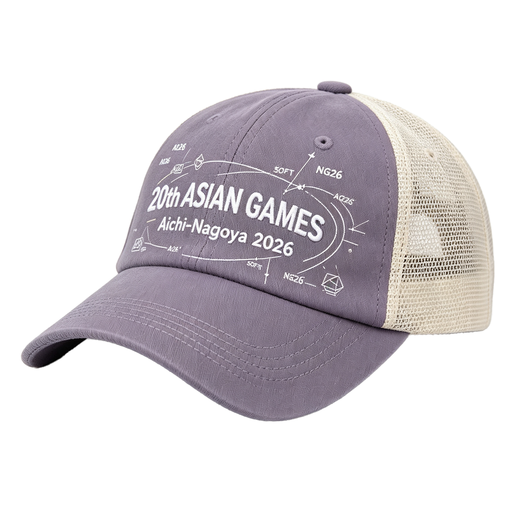 2026 Aichi-Nagoya Asian Games Unisex Grey Denim Baseball Cap | Adjustable Official 3D Raised Embroidered Logo