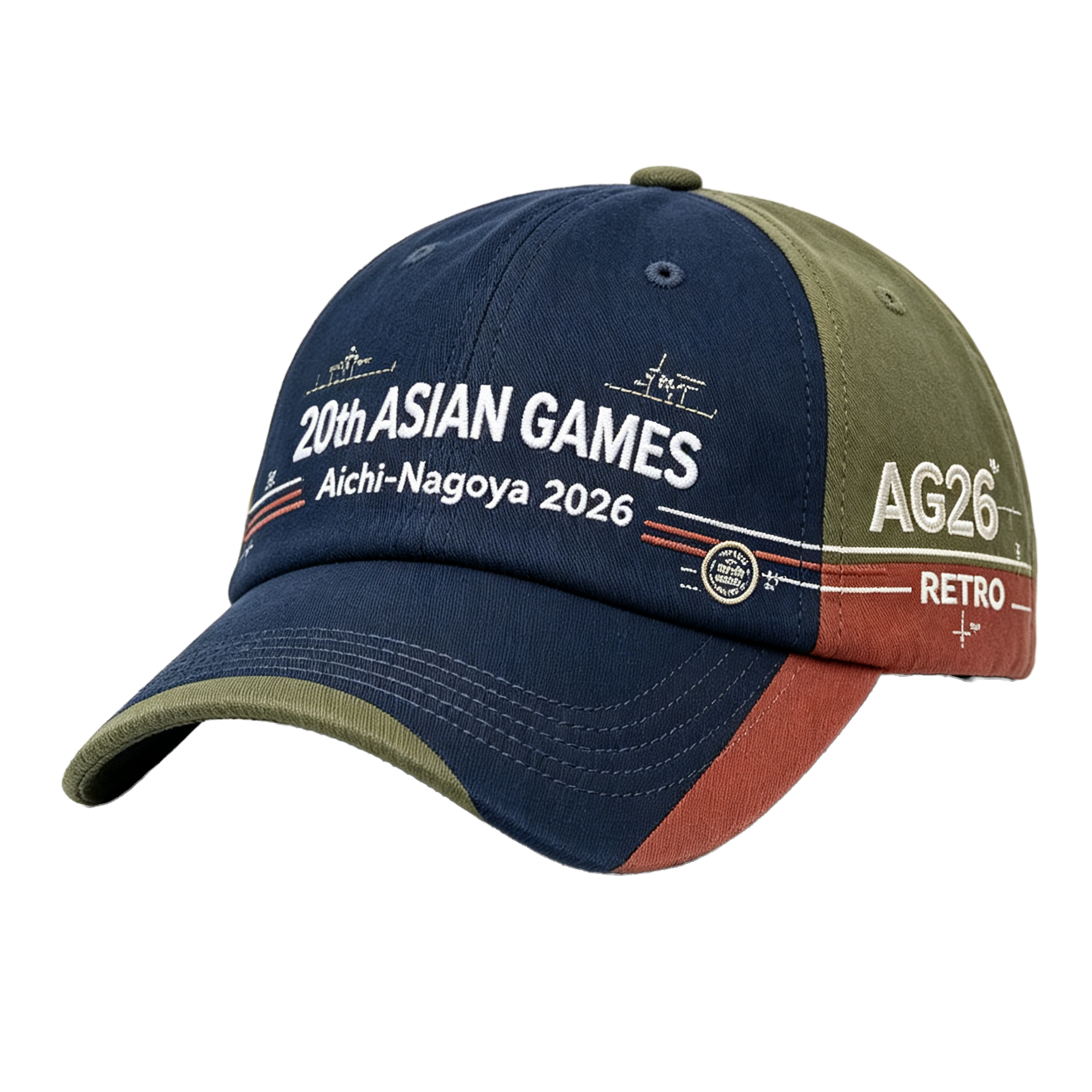 2026 Aichi-Nagoya Asian Games Unisex Grey Denim Baseball Cap | Adjustable Official 3D Raised Embroidered Logo