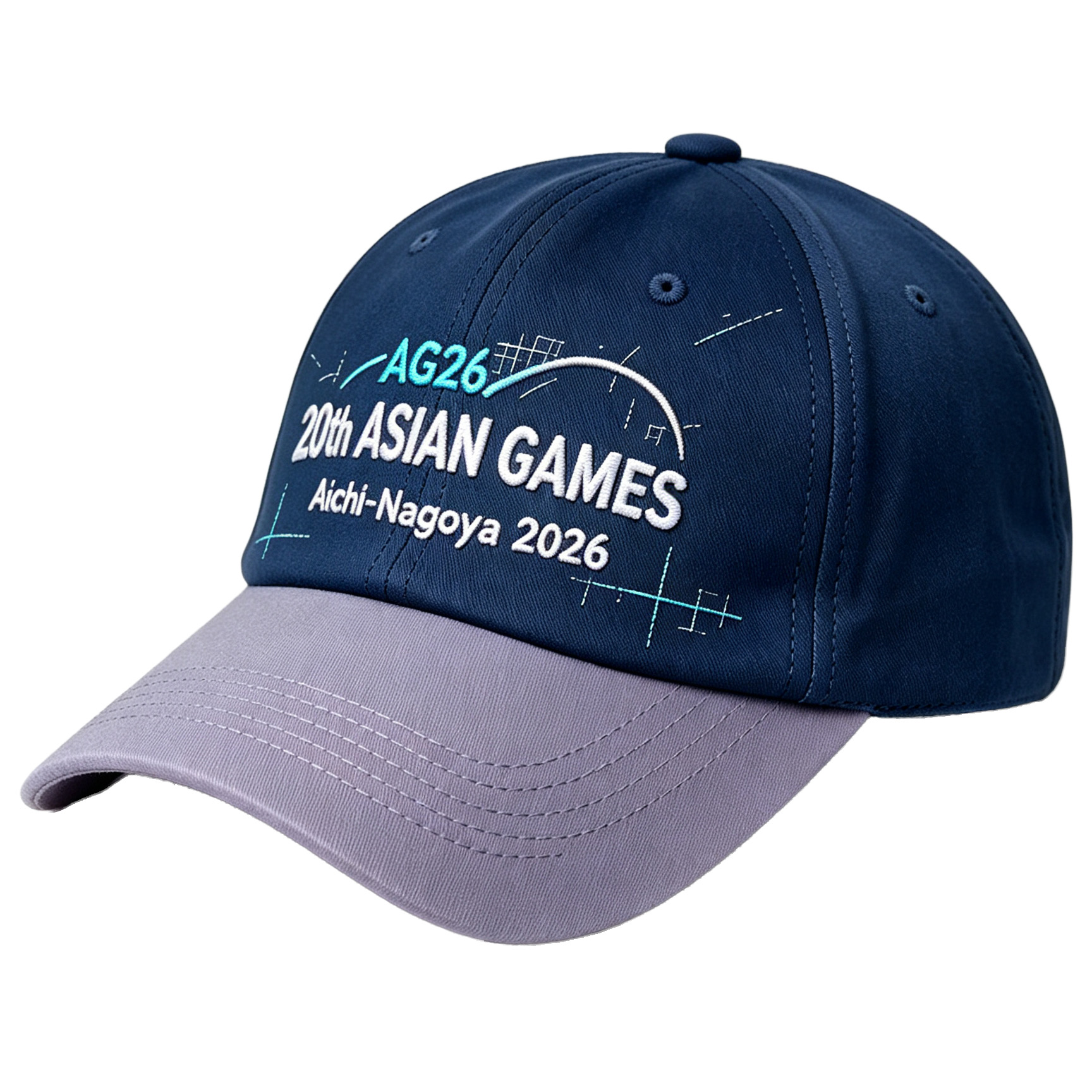 2026 Aichi-Nagoya Asian Games Unisex Grey Denim Baseball Cap | Adjustable Rear Buckle with Official 3D Raised Embroidered Logo