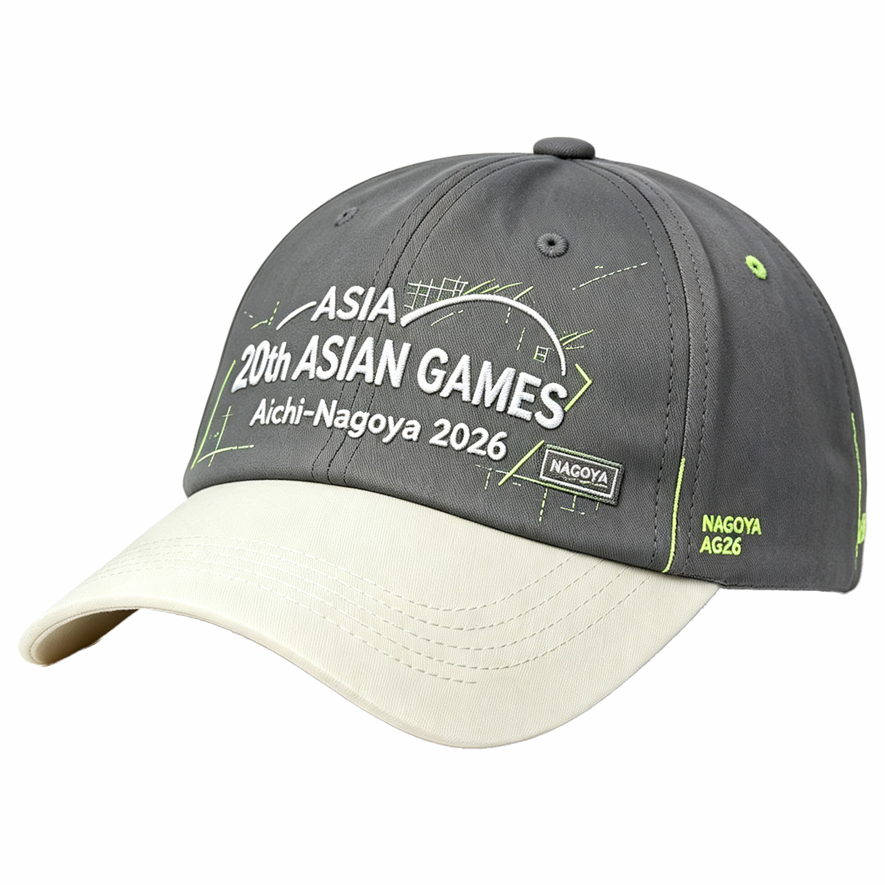 2026 Aichi-Nagoya Asian Games Unisex Grey Denim Baseball Cap | Adjustable Rear Buckle with Official 3D Raised Embroidered Logo