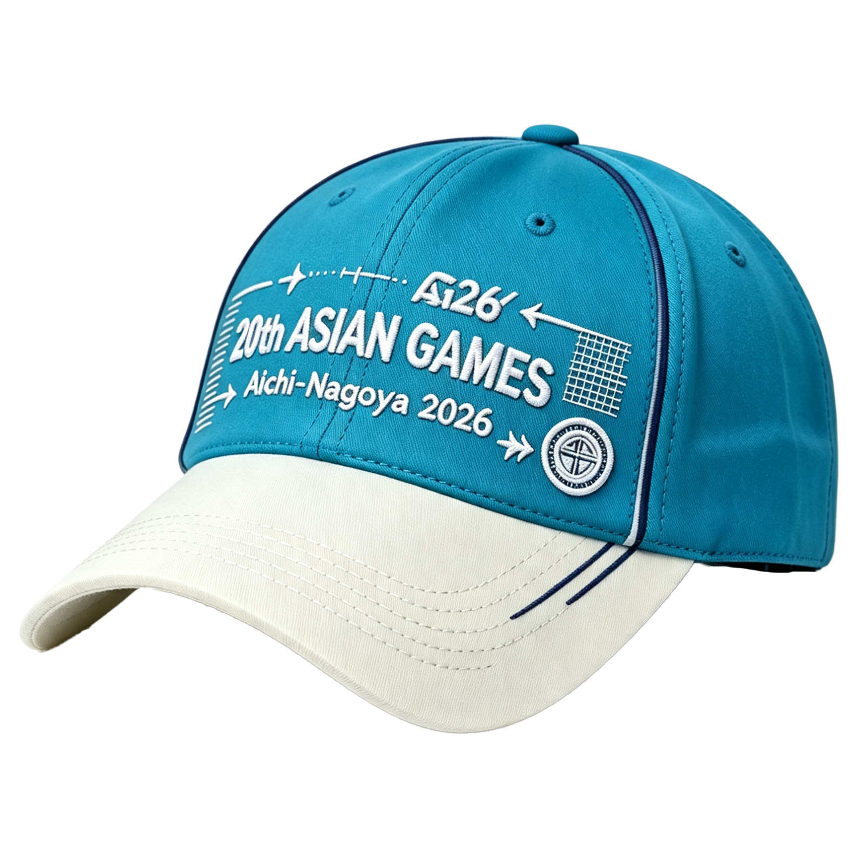 2026 Aichi-Nagoya Asian Games Unisex Gray Denim Cap | Adjustable Rear Buckle & Official 3D Raised Embroidery Logo