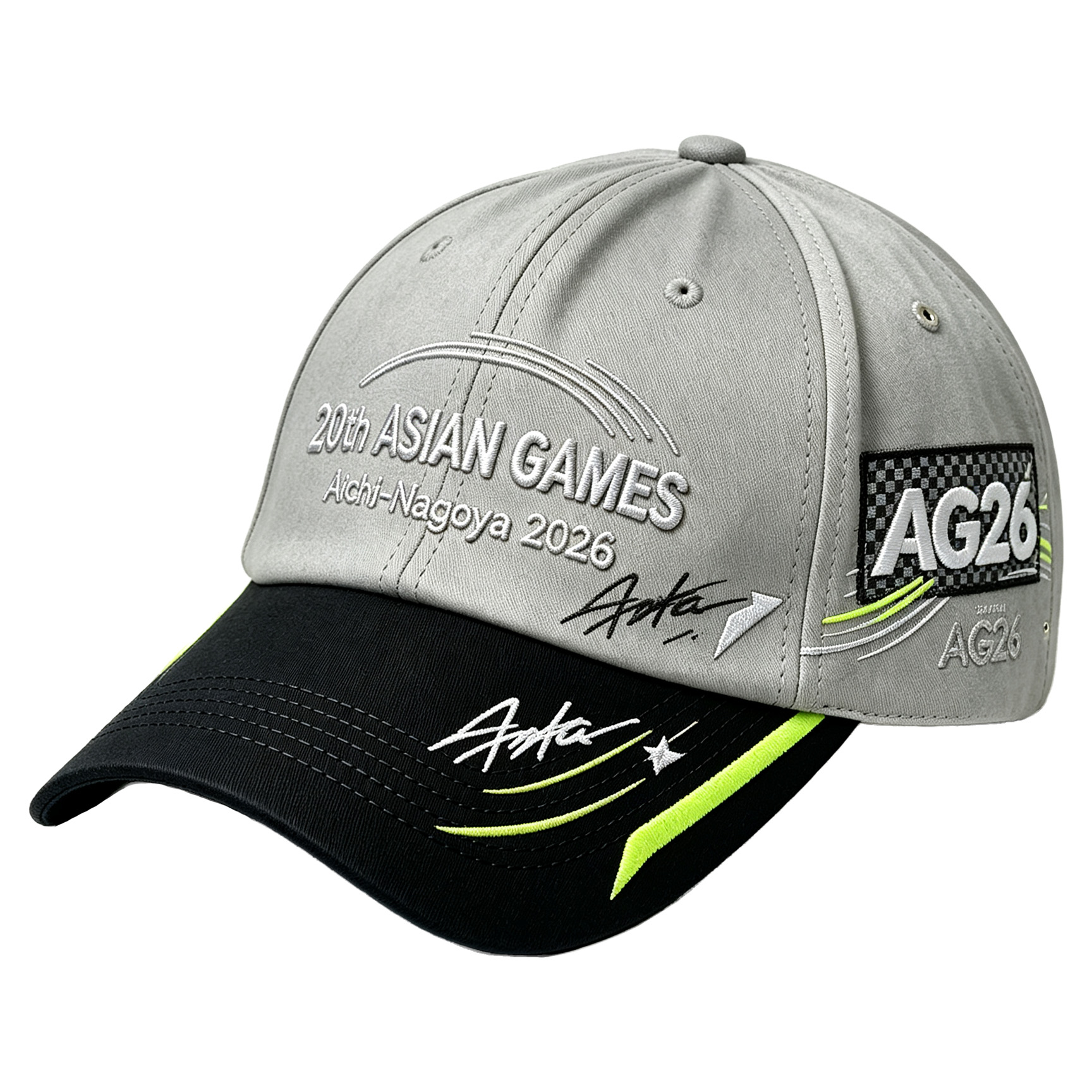 2026 Aichi-Nagoya Asian Games Unisex Grey Denim Cap | 3D Raised Official Logo & One-Size Adjustable Fit
