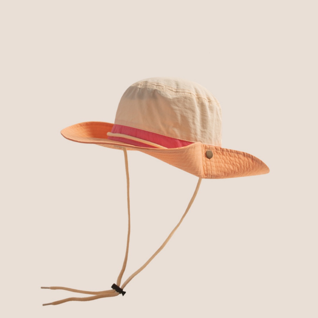 Children's Summer Quick-Dry Breathable Windproof Color-Block Thin Fisherman Hat Boys Girls Outdoor Wide-Brim Hiking Bucket Hat