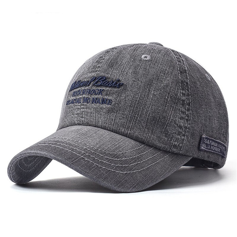 Custom Washed Cotton Denim 6-Panel Embroidery Baseball Cap Vintage Style Puff Printing Sports Dad Hat for Men Women Soft Fabric
