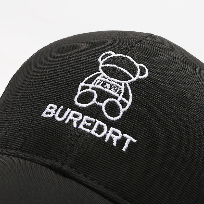 Black Customized Embroidered Trucker Hat - Breathable Mesh Back Streetwear Cap Adjustable Snapback Summer Sun Hat for Unisex