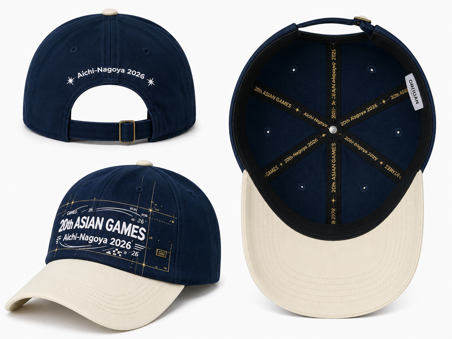 2026 Aichi-Nagoya Asian Games Unisex Grey Denim Cap | Adjustable 3D Embroidered Baseball Hat