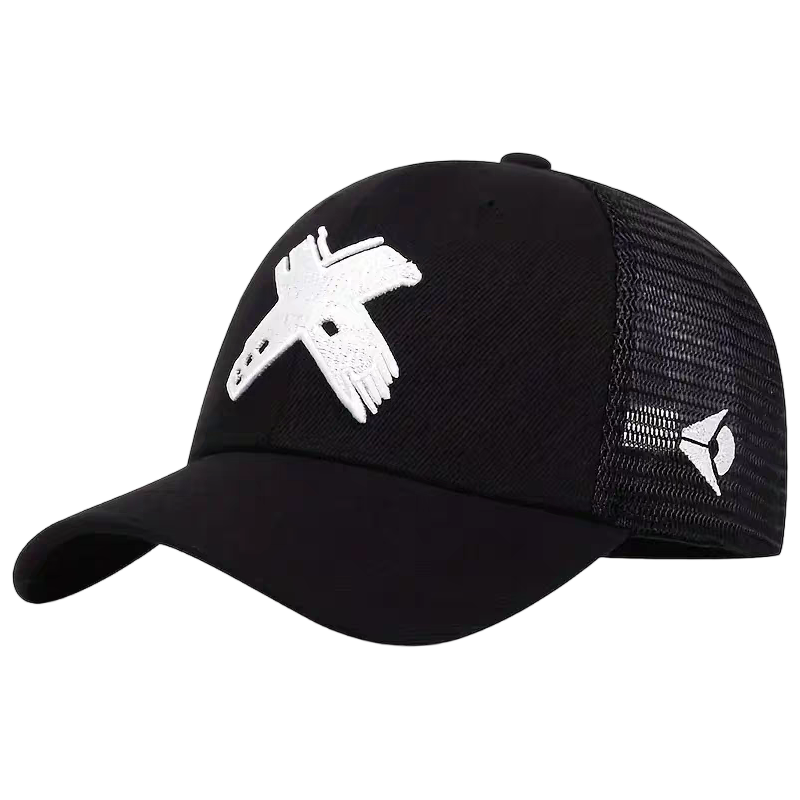 Distressed 6-Panel Trucker Hat with Embroidery Mesh Back Adjustable Strap-Breathable Polyester/Cotton Casual Hip Hop Beach Style