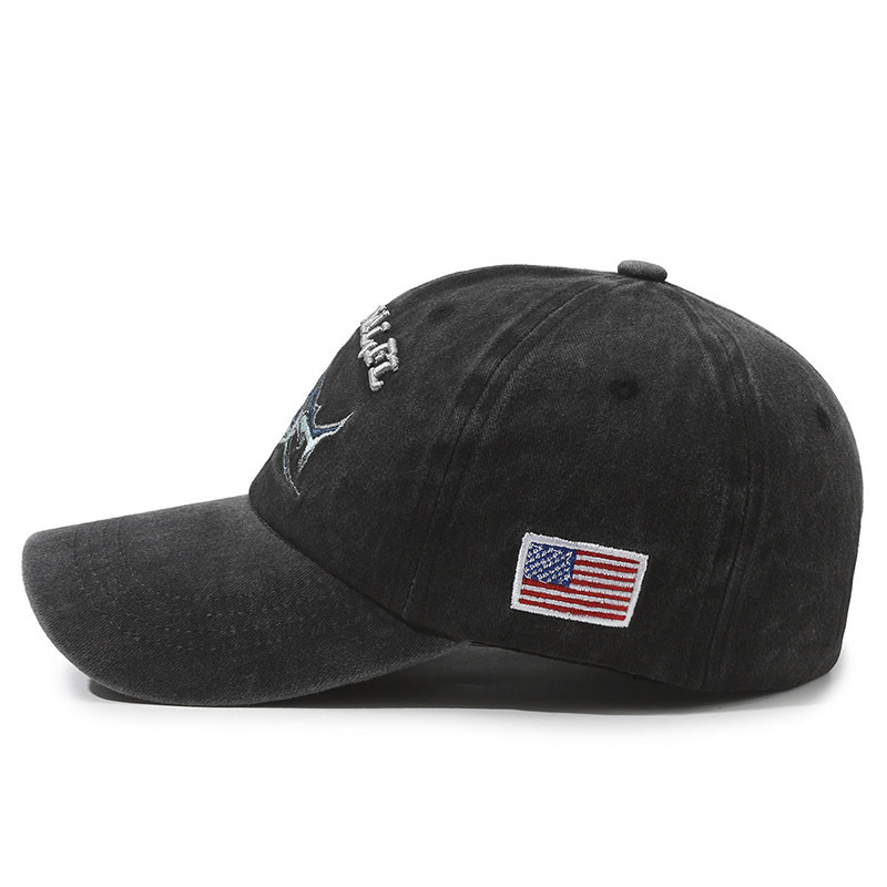 American-style Hip-hop Shark Baseball Cap Classic Distressed Vintage Water Washed Denim Casual Sun protection Hat