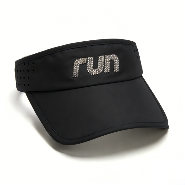 Premium Rhinestone Sport Visor Laser Cut Polyester Running Hat, UPF 50+ for Outdoor Sports
