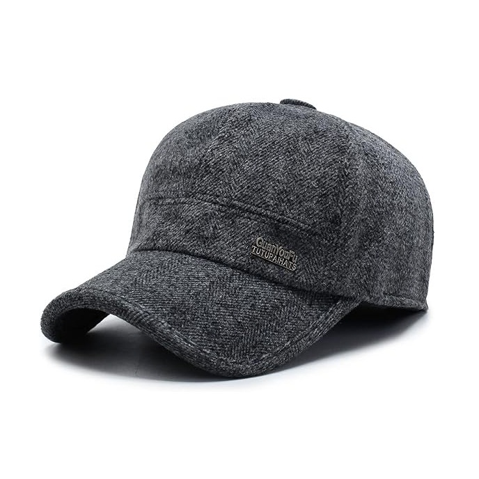 Custom Men's Winter Wool Sport Visor Hat Earflaps Business Formal Logo Stylish Outdoor Baseball Cap for Golf for Scenes