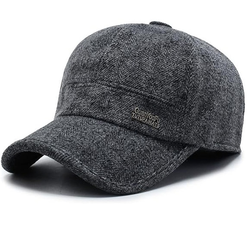 Custom Men's Winter Wool Sport Visor Hat Earflaps Business Formal Logo Stylish Outdoor Baseball Cap for Golf for Scenes