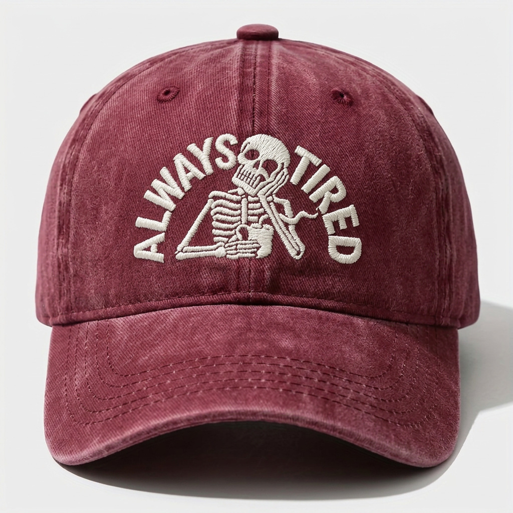Three-dimensional Skull Letter Embroidery Washed-out Distressed Baseball Cap for Outdoor Sun protection