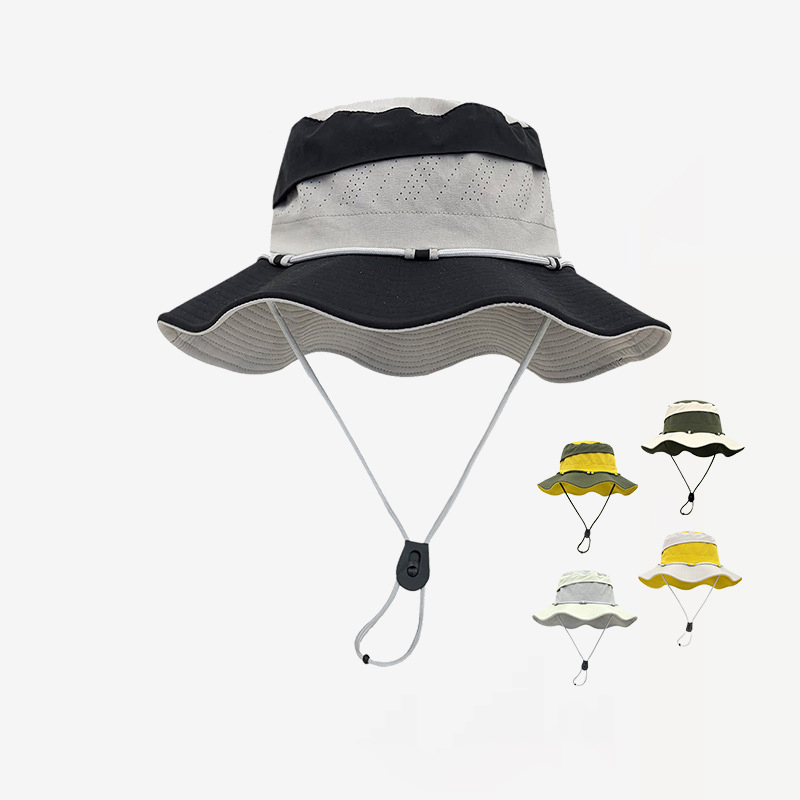 Japanese-style Solid Color Children's Summer Lightweight Outdoor Sun Protection Wide Brim Fishing Hat for Hiking Image