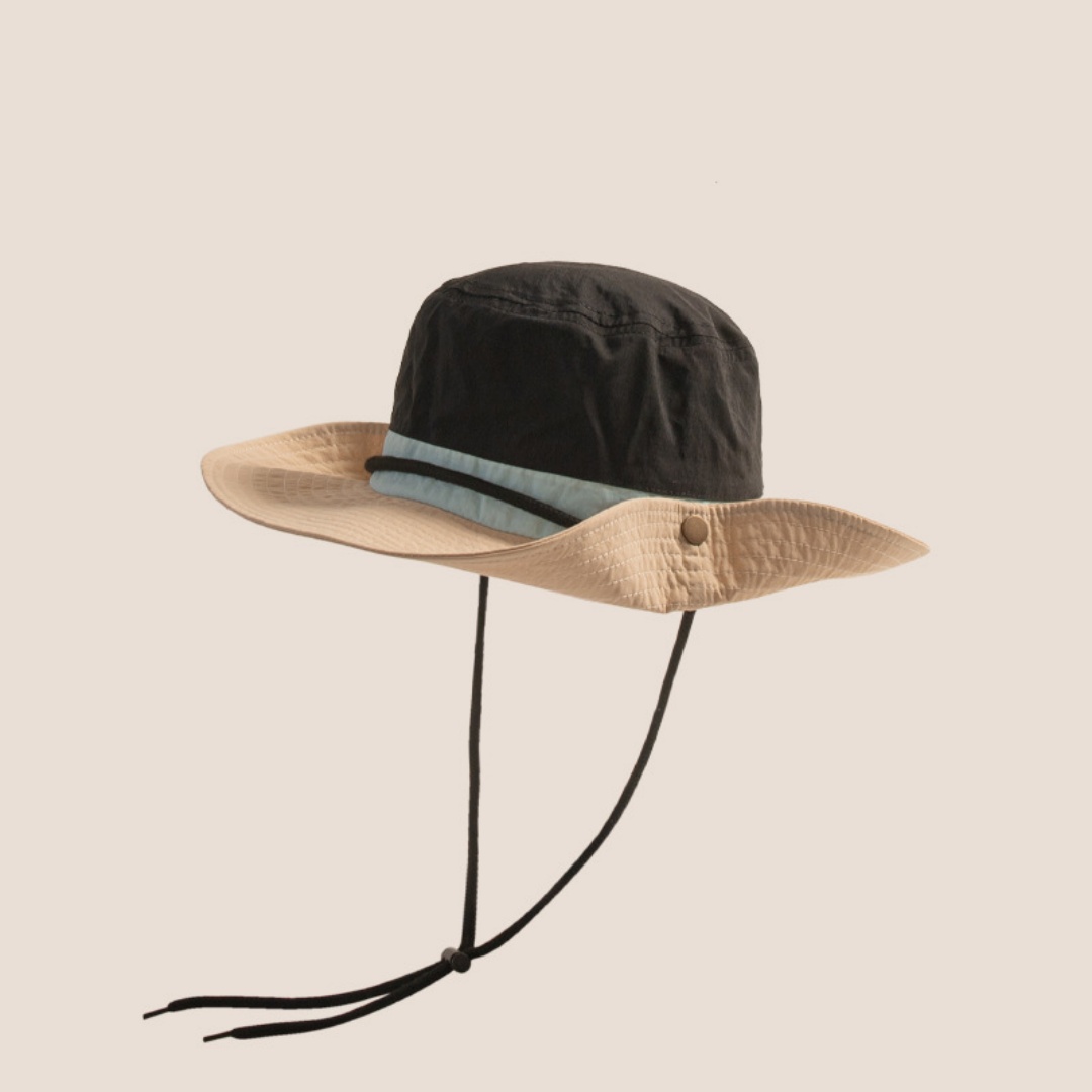 Children's Summer Quick-Dry Breathable Windproof Color-Block Thin Fisherman Hat Boys Girls Outdoor Wide-Brim Hiking Bucket Hat