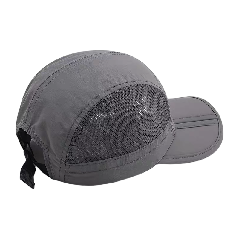 Grey Foldable Mesh 100% Polyester Sporty Vintage Waterproof Quick Dry Baseball Cap Summer Lightweight Breathable Adjustable Dad