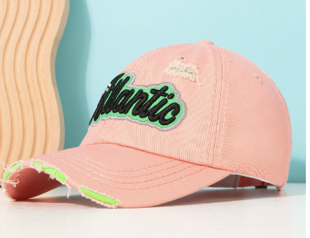 Customized Baseball Cap with Overseas Trade LOGO, Printed and Embroidered with Flowers, Washed Fabric