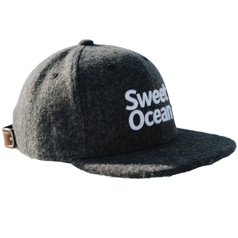 Custom Embroidered Gray Snapback Adjustable Wool Blend Baseball Cap