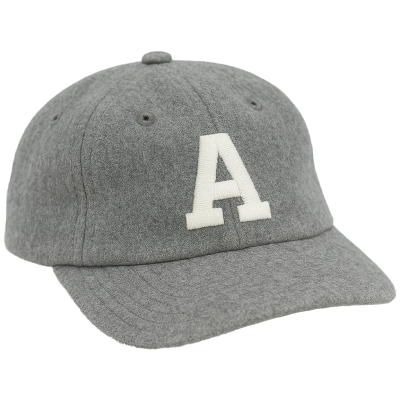 Custom Embroidered Gray Wool Snapback Baseball Cap with Adjustable Strap