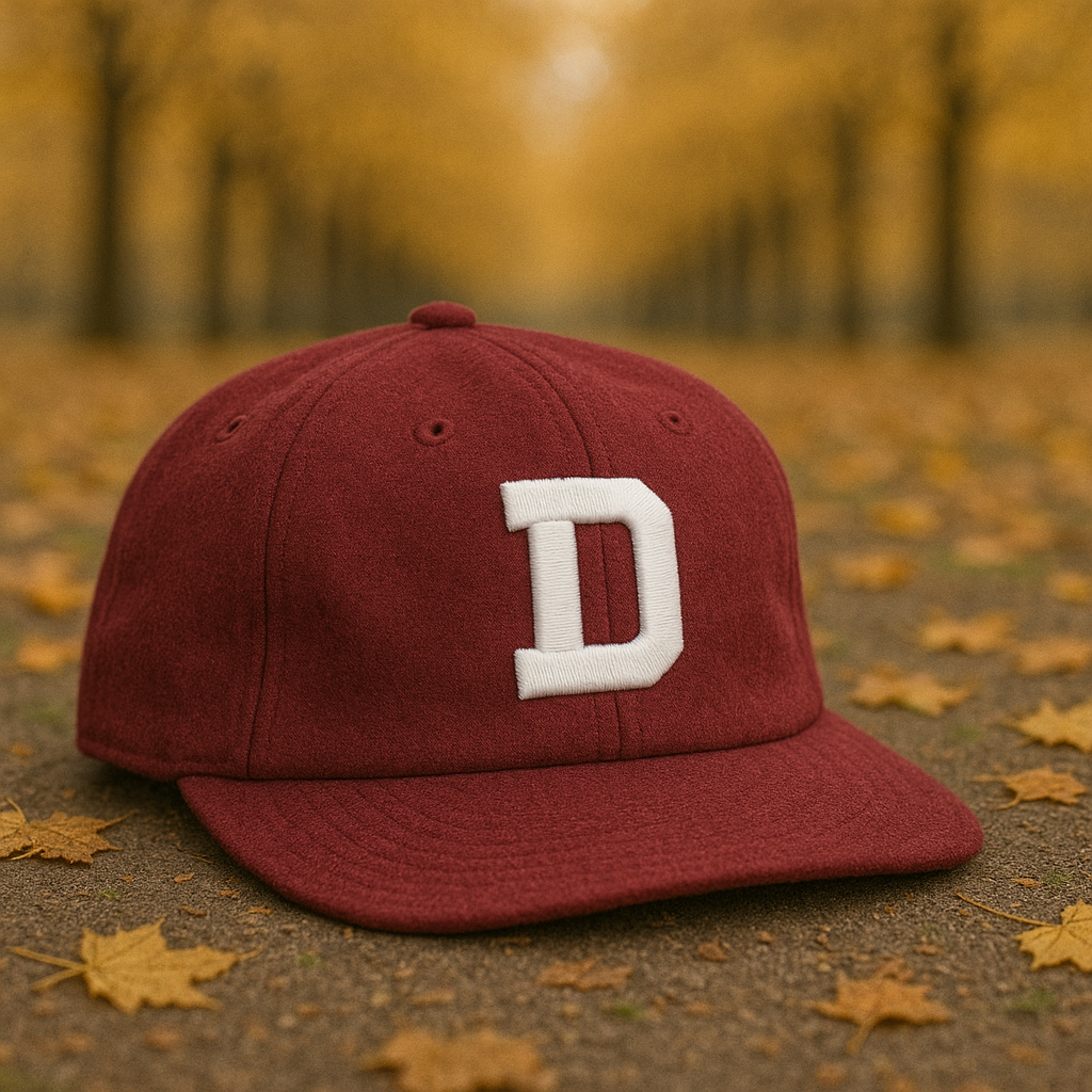 Custom Embroidered Wool Blend Snapback Baseball Cap with Leather Strap and Letter D Design